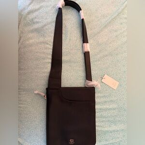 RADLEY LONDON Black Leather Logo Shoulder Bag with Gold Accent